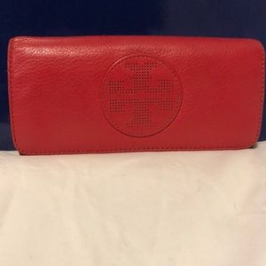 Tory Burch gently used red leather wallet